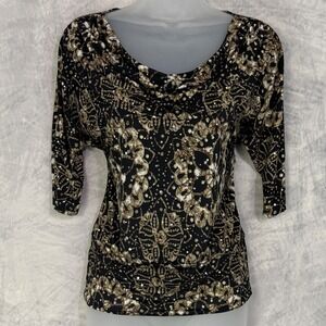 Vtg Y2k Cowl Neck Rhinestone Sparkle Womens sz S Whimsigoth Witchy glam Indie